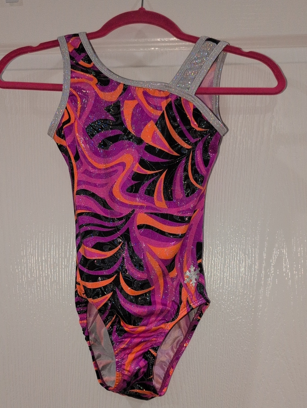 Ladies XS Glitter Snowflake Designs Mardi Gras Bright Sparkle Gymnastics Leo